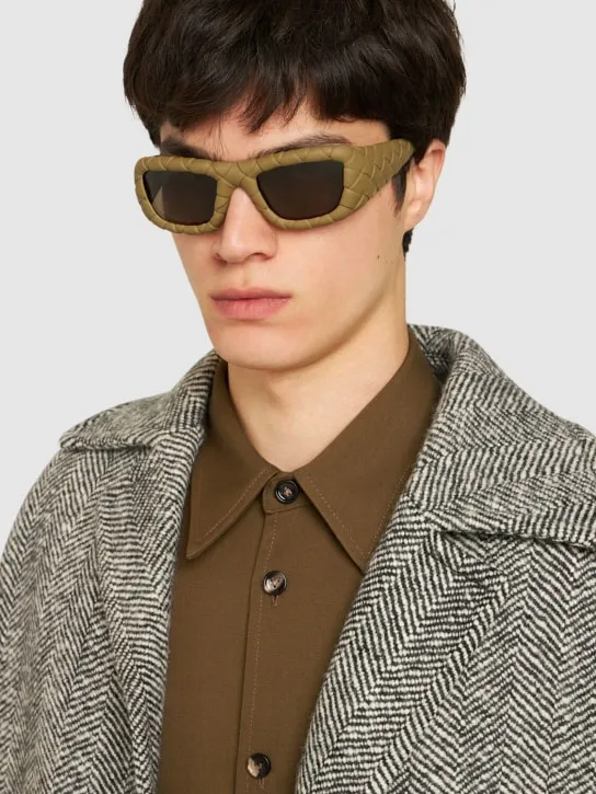 Bottega Veneta   Intrecciato rectangular sunglasses 