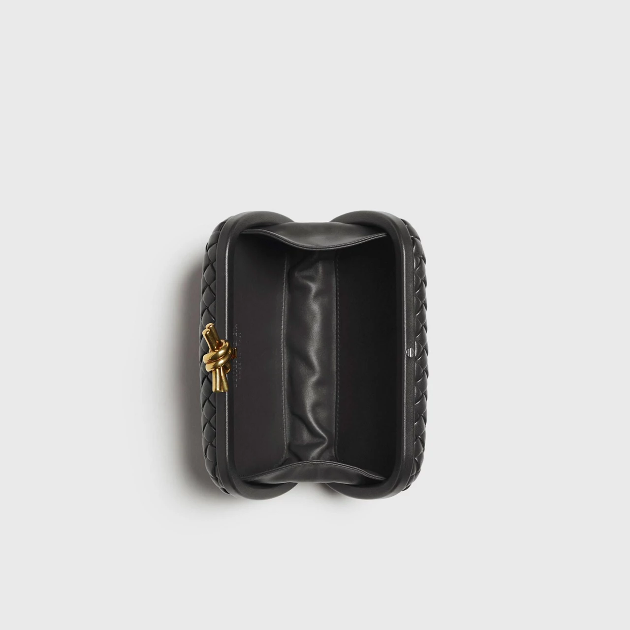 BOTTEGA VENETA Knot Leather Minaudiere Bag - BLACK  MUSE BRASS