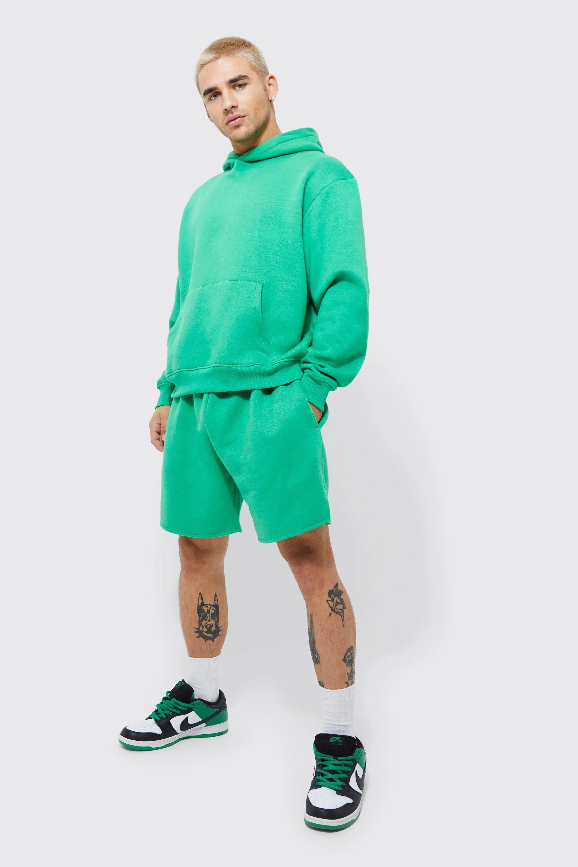 Boxy Embossed Hooded Volley Short Tracksuit