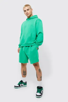 Boxy Embossed Hooded Volley Short Tracksuit