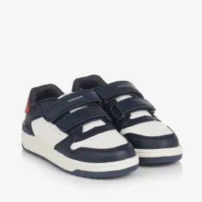 Boys Navy Blue & White Velcro Trainers