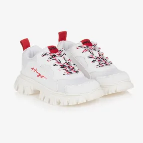 Boys White & Red Chunky Logo Trainers