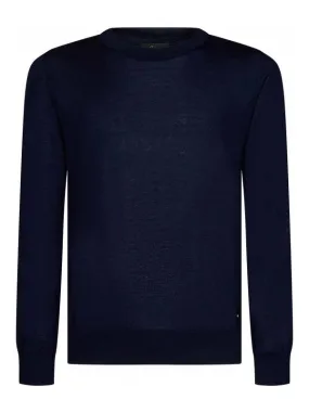 Brioni Cashmere and Silk Midnight Blue Pullover