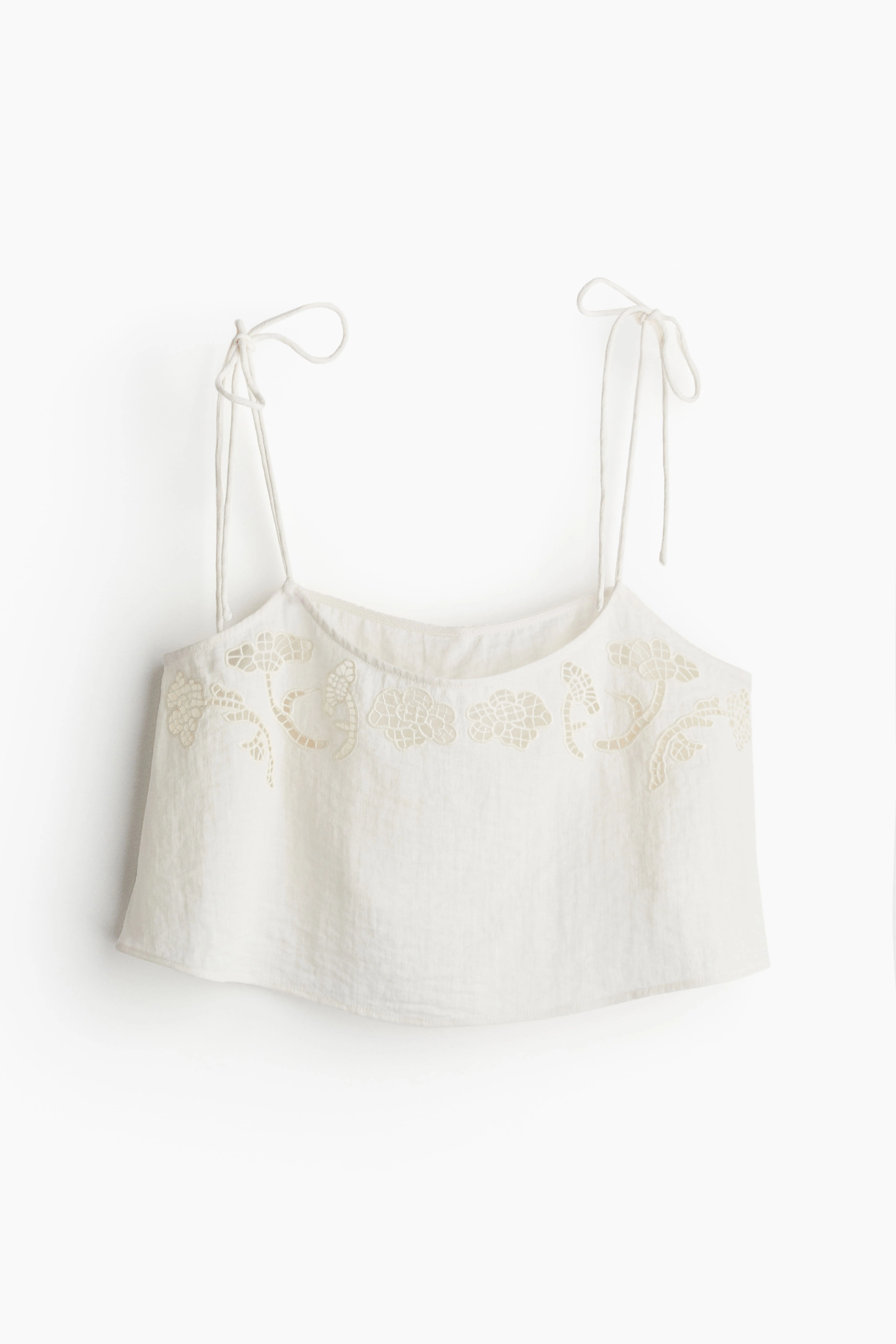 Broderie anglaise beach top - Round neck - Sleeveless - White - Ladies | H&M GB