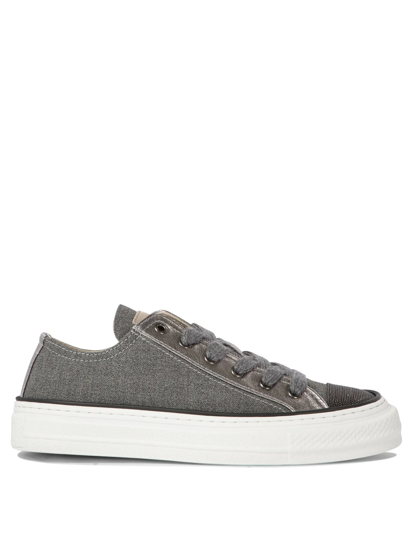 BRUNELLO CUCINELLI Jeweled Wool Sneakers with Leather and Suede Accents