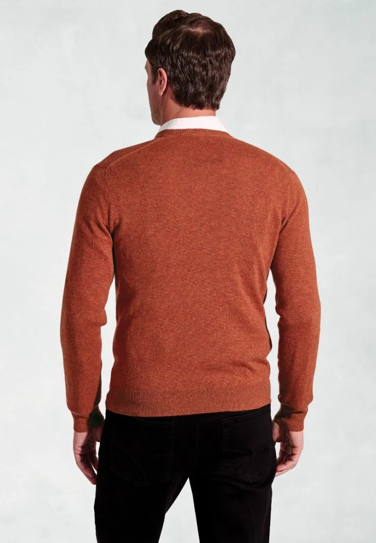 Burnt Orange Cashmere V-Neck Jumper