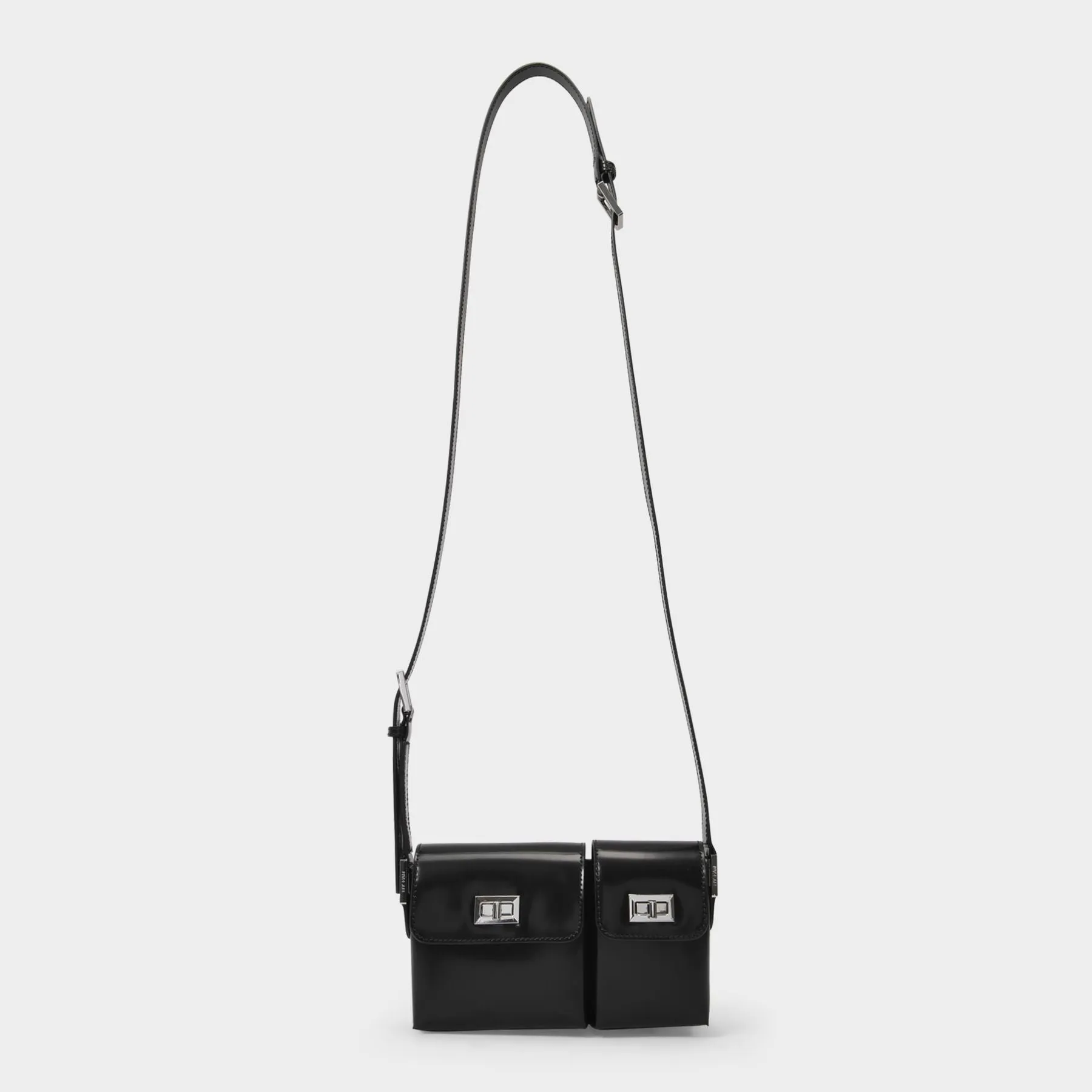 By Far  Baby Billy Bag in Black Semi Patent Leather