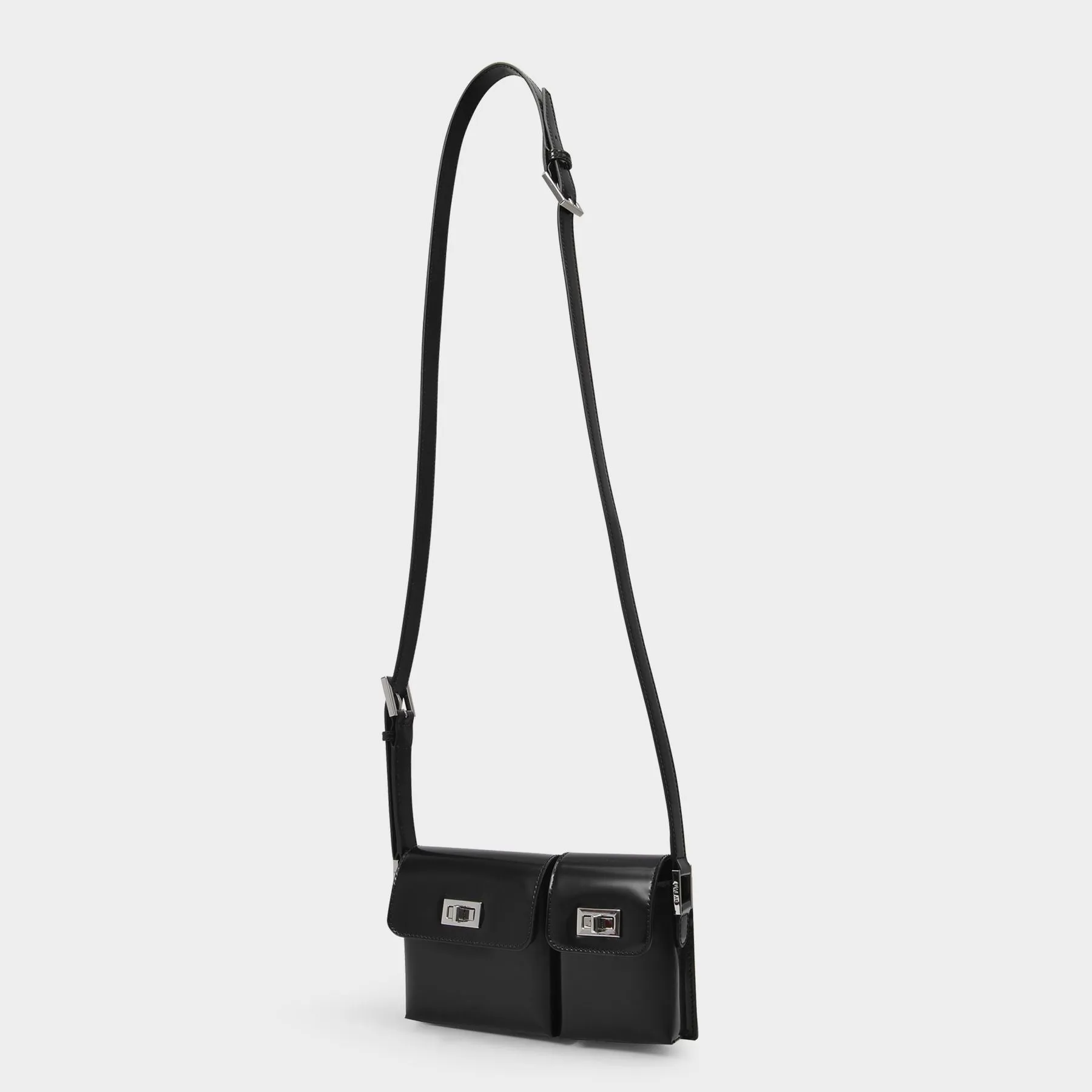 By Far  Baby Billy Bag in Black Semi Patent Leather