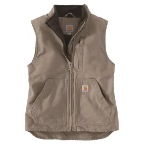 Carhartt Women's Sherpa Lined Mock Neck Vest - Taupe Gray