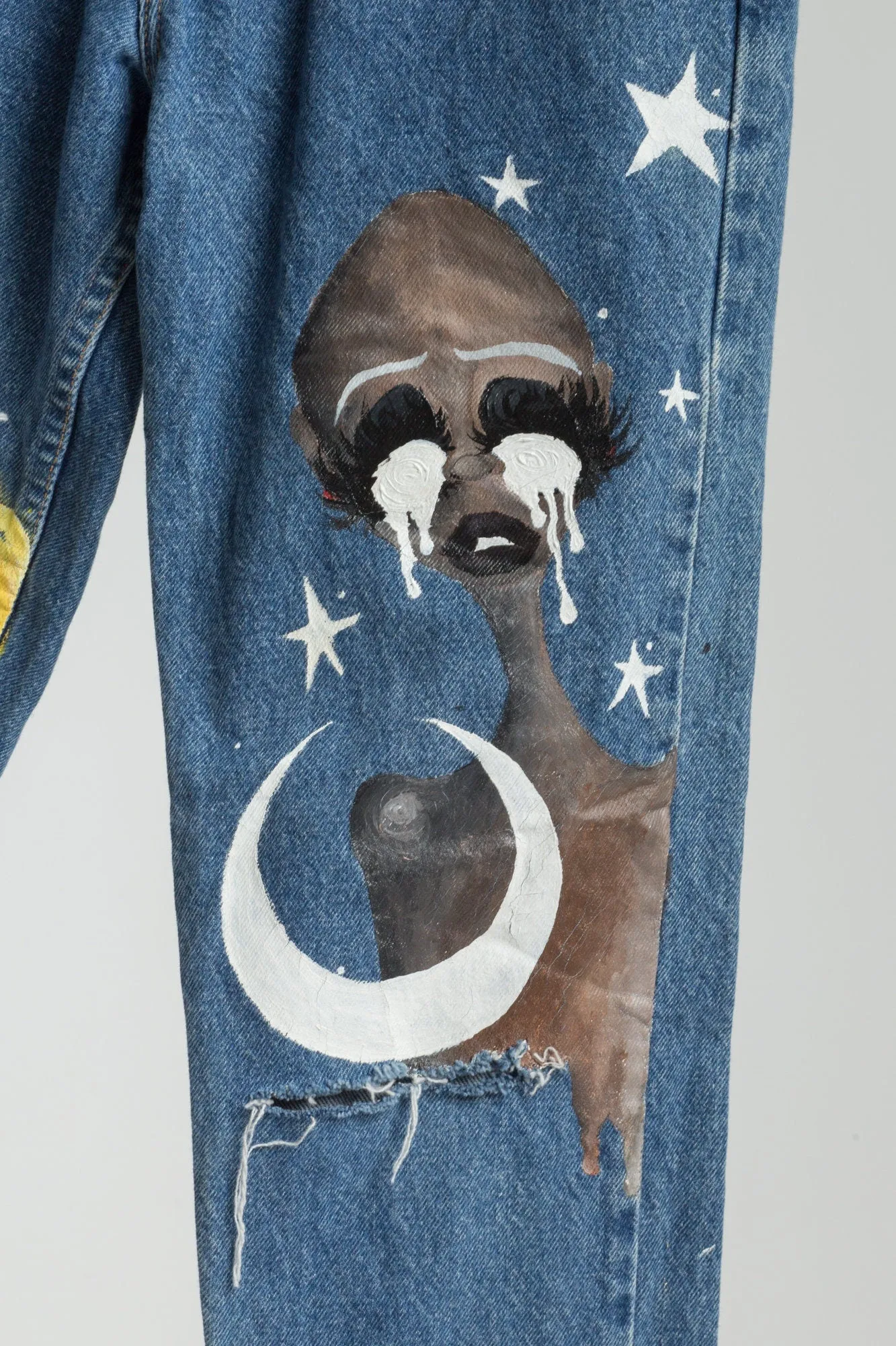 Celestial Women Sun & Moon Painted Jeans - Extra Small, 24""