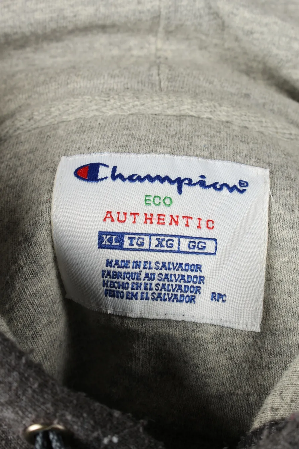 Champion Hoodie Sweatshirt 90s Retro Grey XL - Pepper Tree London