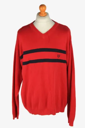 Chaps V Neck Jumper Pullover 90s Red XL - Pepper Tree London