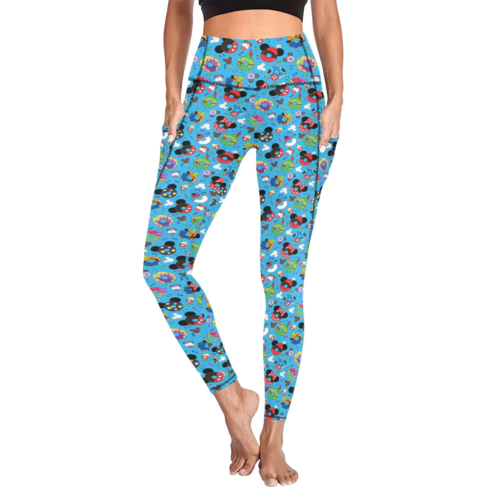 Character Donuts Women's Athletic Leggings With Pockets