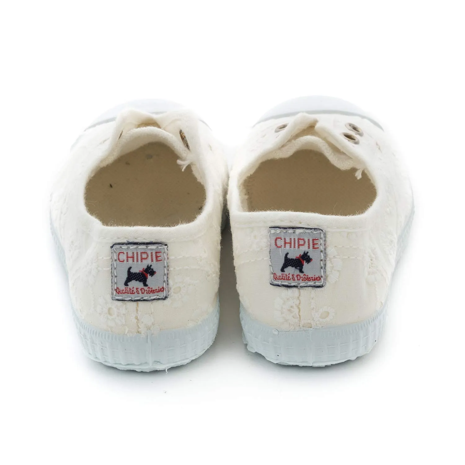 Chipie White Embroidery Sneakers For Girls