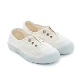 Chipie White Embroidery Sneakers For Girls