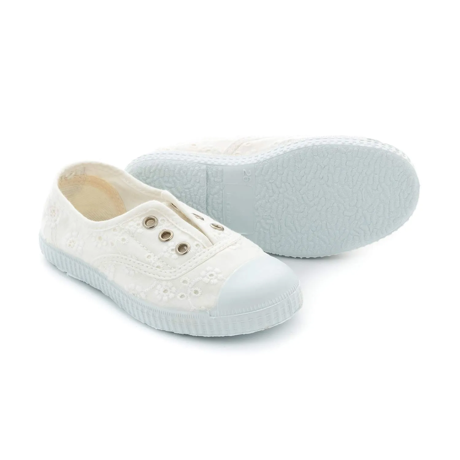 Chipie White Embroidery Sneakers For Girls