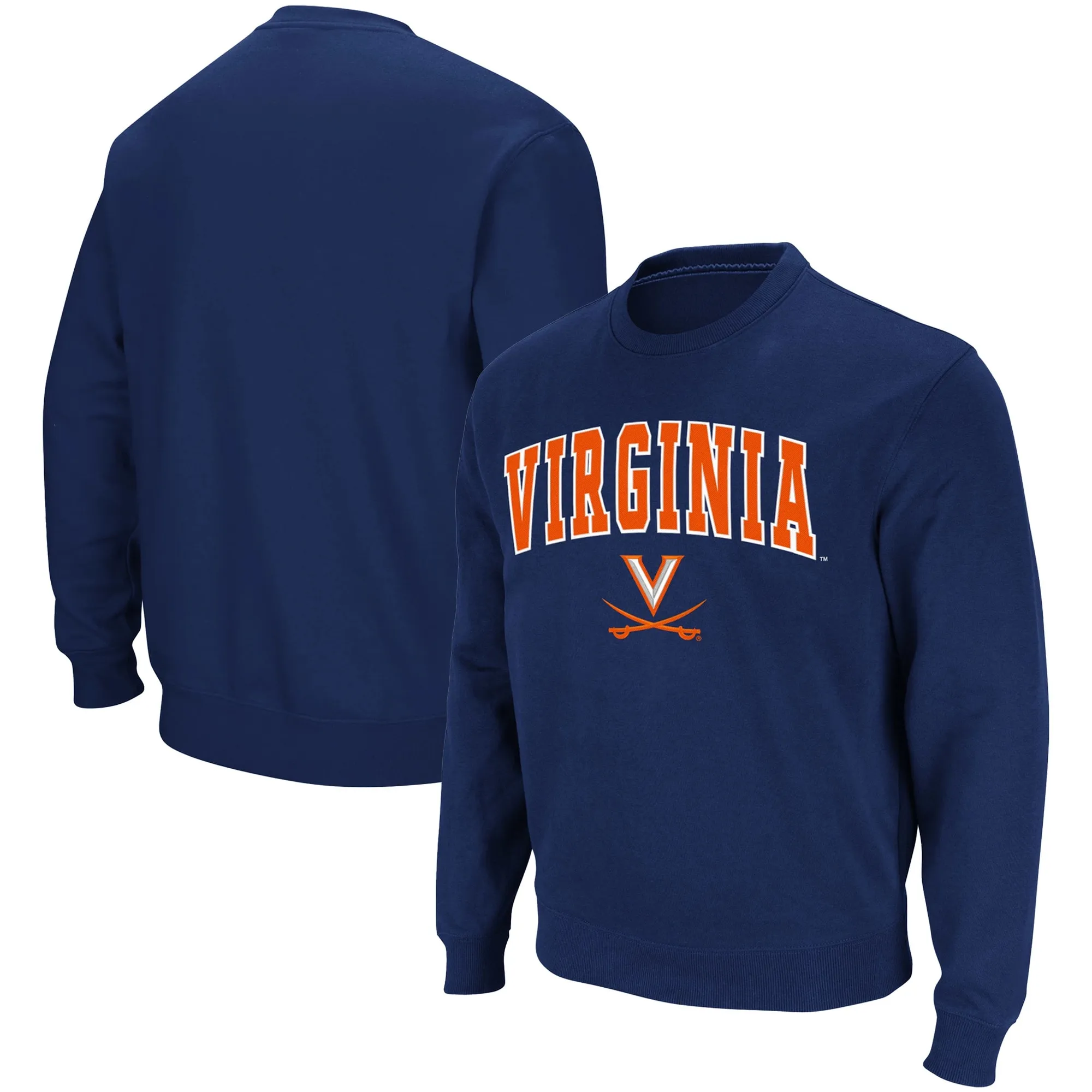 Colosseum Virginia Cavaliers Navy Team Arch & Logo Tackle Twill Pullover Sweatshirt