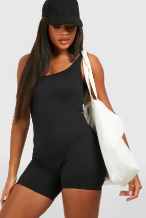 Contour Rib Scoop Neck Unitard Romper