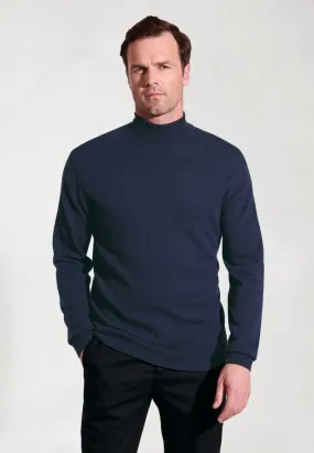 Cornwall Navy Cotton Merino Roll Neck Jumper