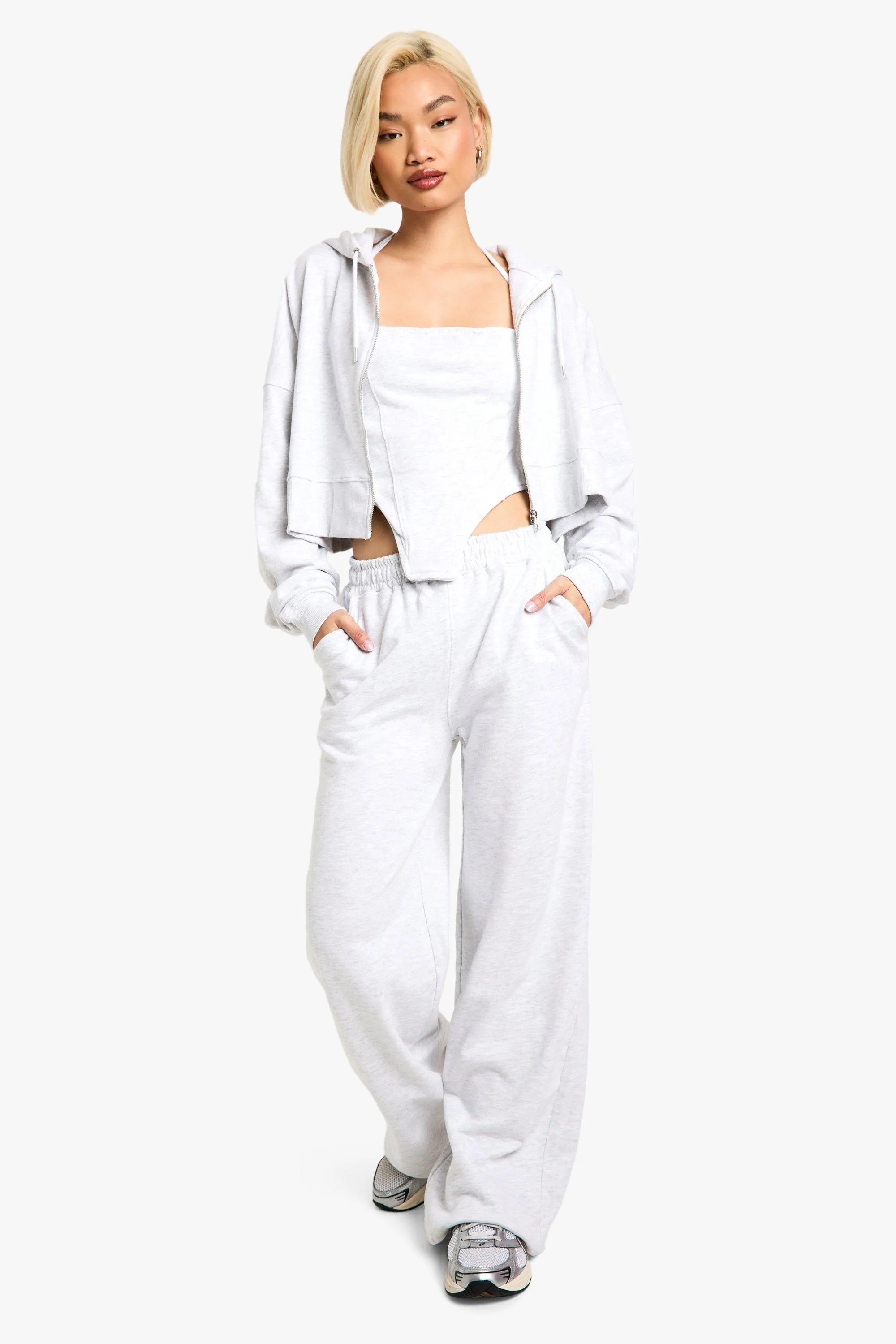 Corset Top 3 Piece Boxy Crop Hooded Tracksuit