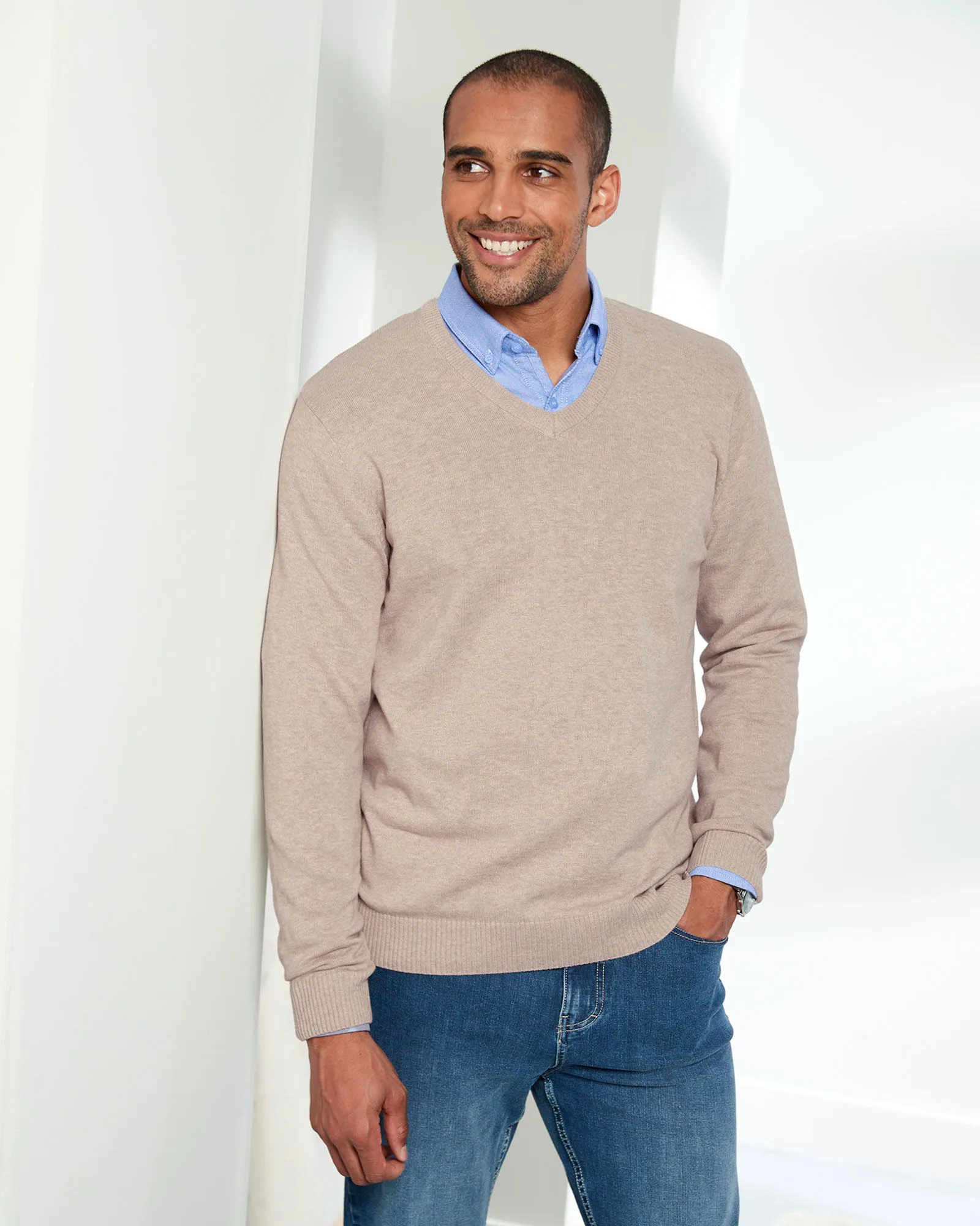 Cotton V-Neck Jumper