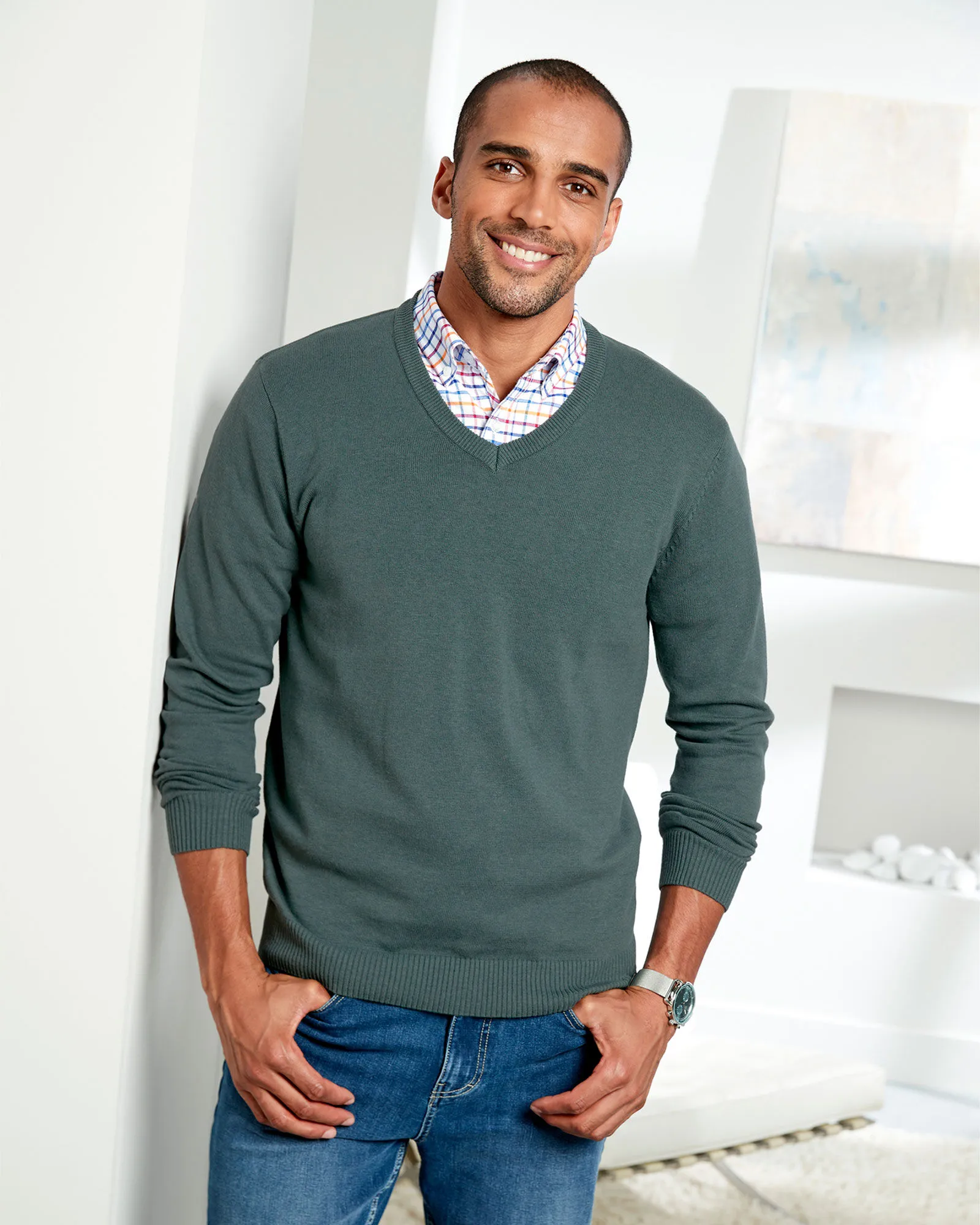 Cotton V-Neck Jumper