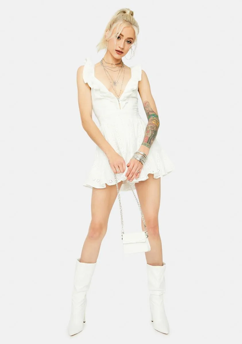 Cuz Ur Cute Sleeveless Eyelet Ruffle Trim Romper-