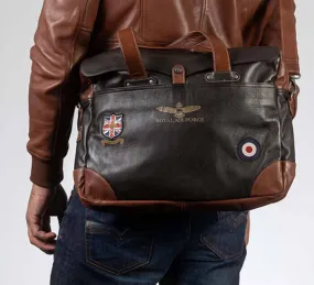 Dark brown royal air force crooks men's leather bag