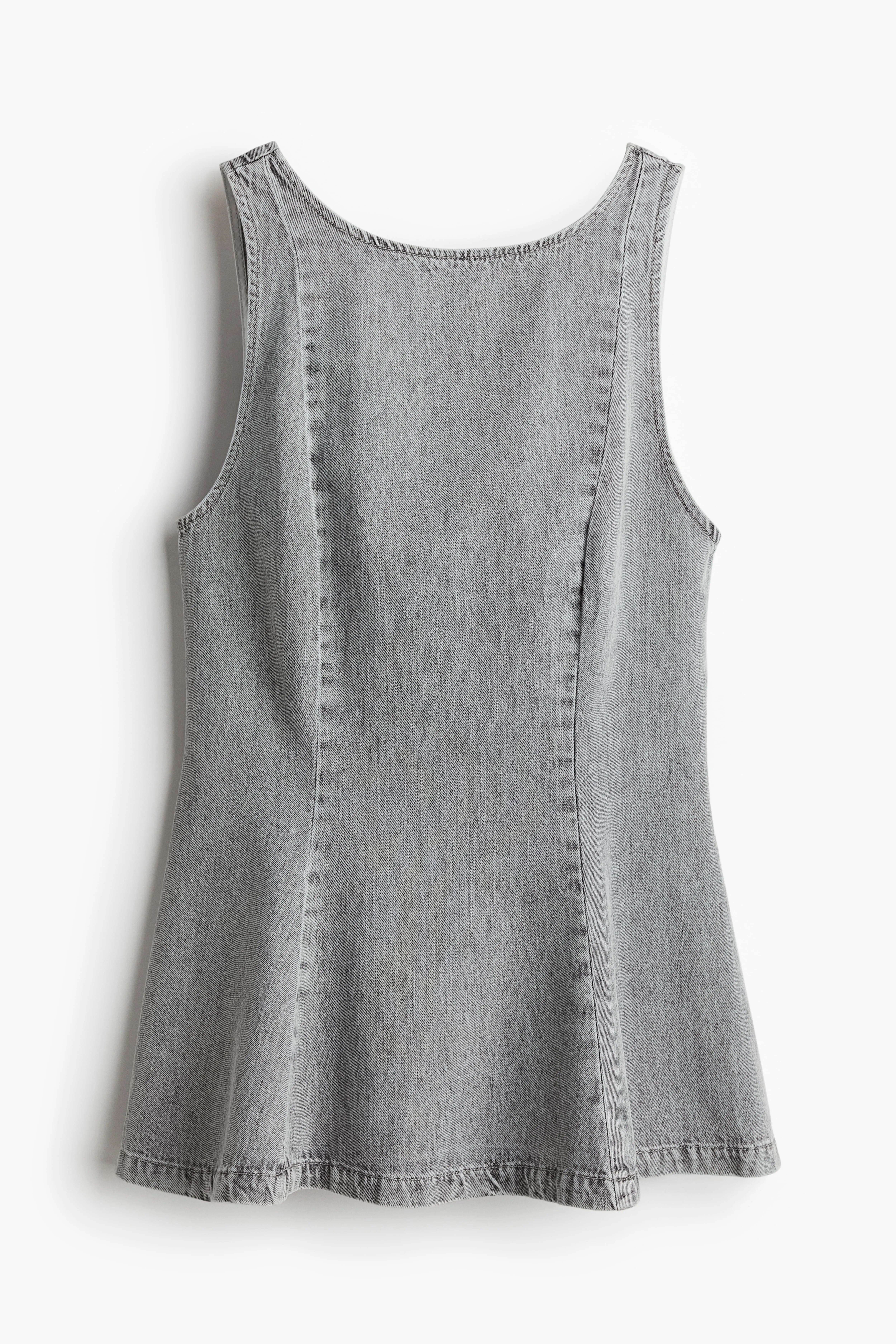 Denim peplum top - Boat neck - Sleeveless - Grey - Ladies | H&M GB