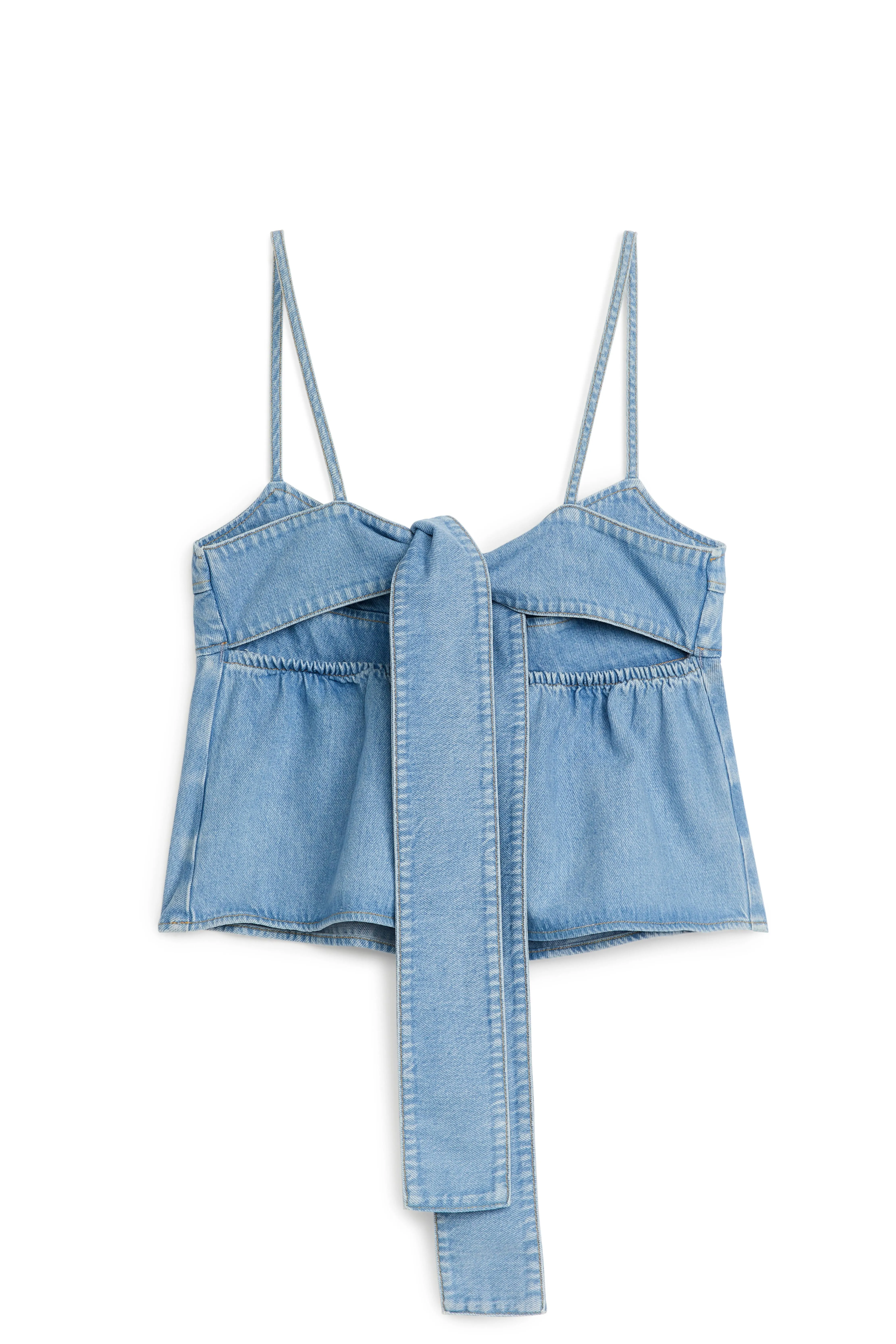 Denim Strap Top - Sweetheart neckline - Sleeveless - Blue - Ladies | H&M GB