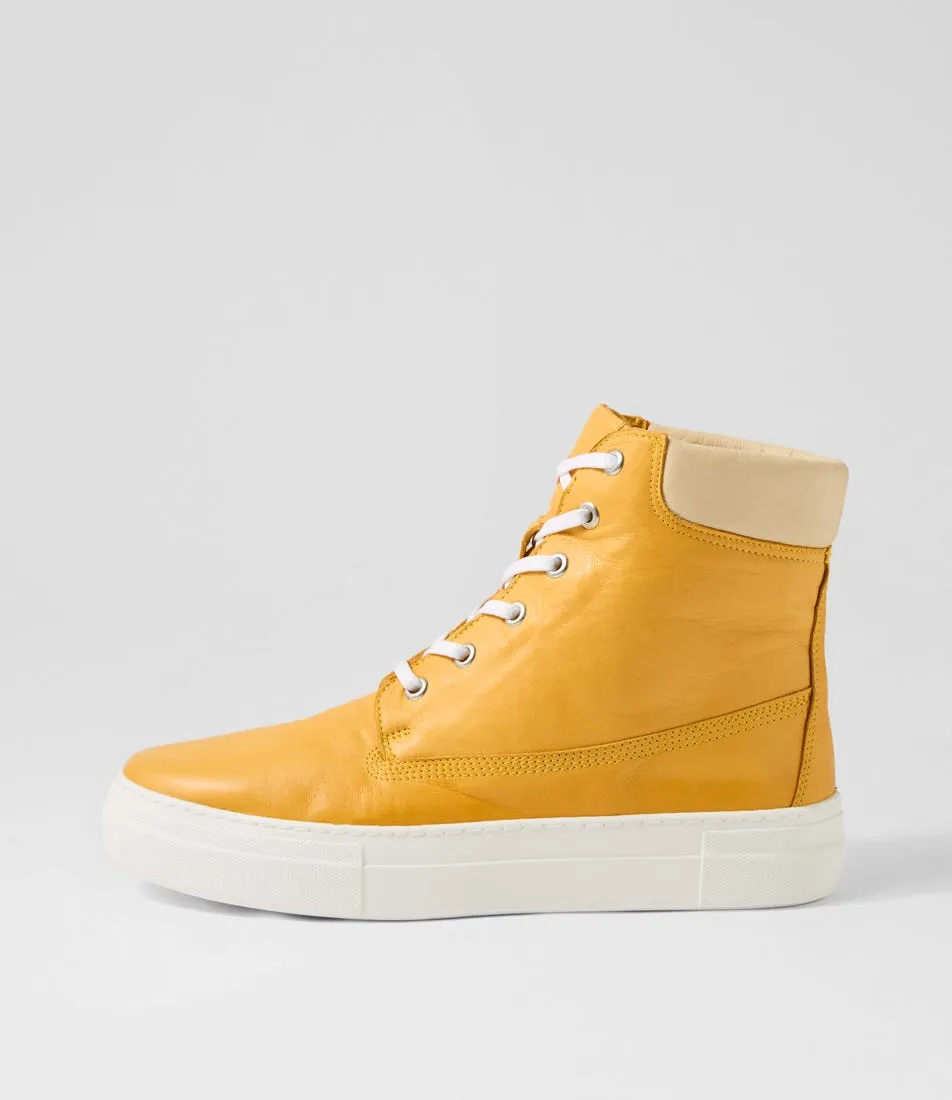 DIANA FERRARI Jumpins Yellow Beige Leather Sneakers