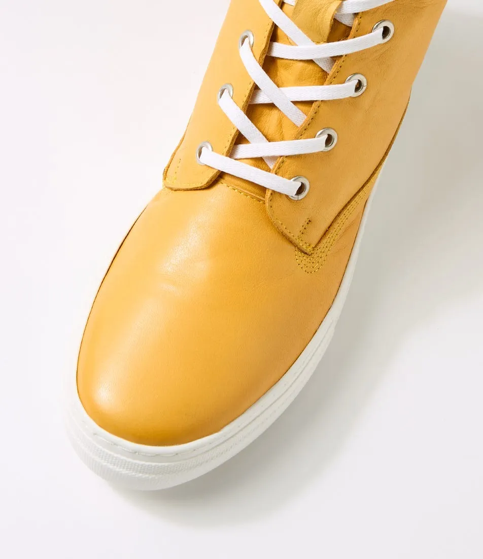 DIANA FERRARI Jumpins Yellow Beige Leather Sneakers