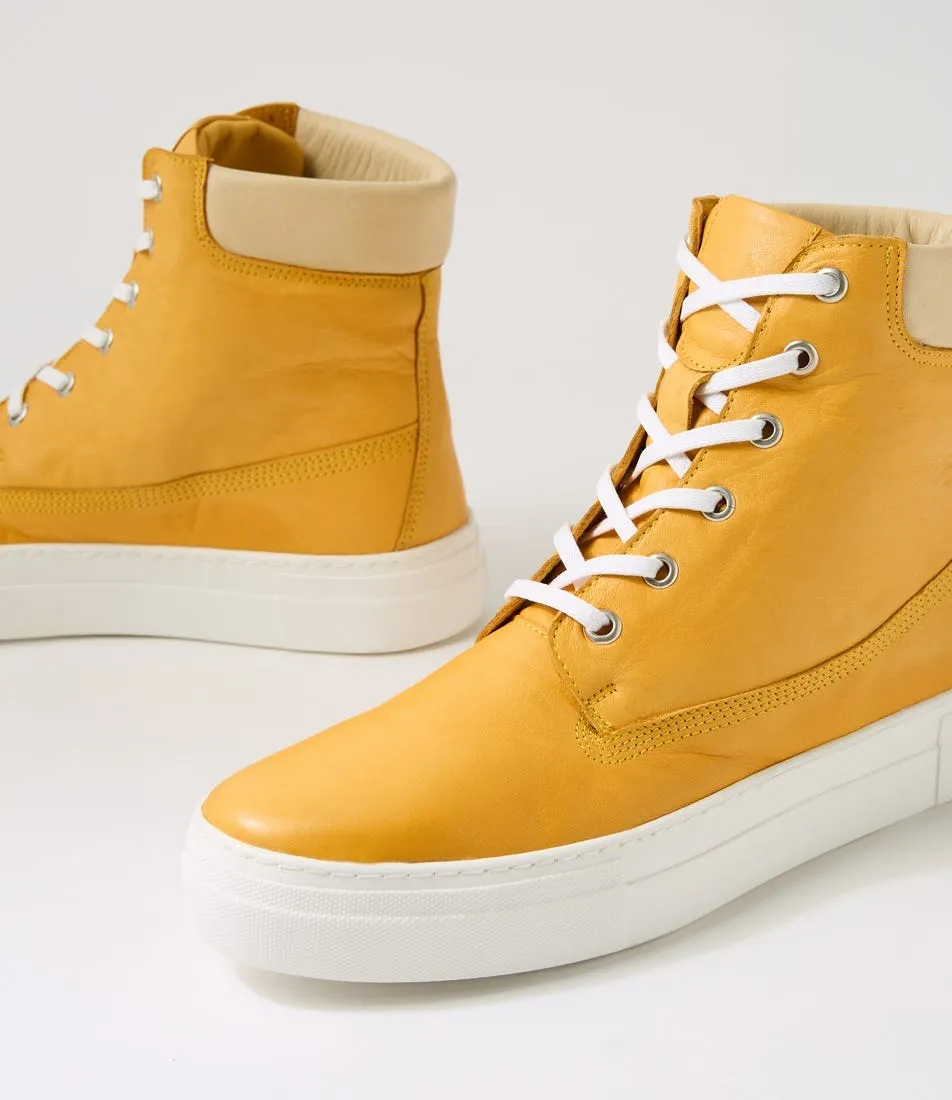 DIANA FERRARI Jumpins Yellow Beige Leather Sneakers