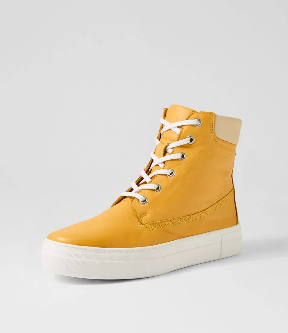 DIANA FERRARI Jumpins Yellow Beige Leather Sneakers