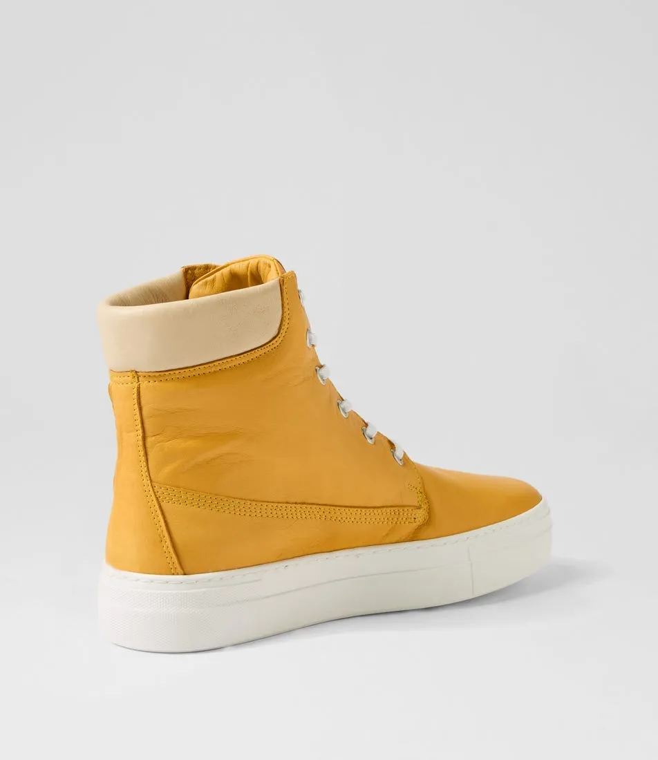 DIANA FERRARI Jumpins Yellow Beige Leather Sneakers