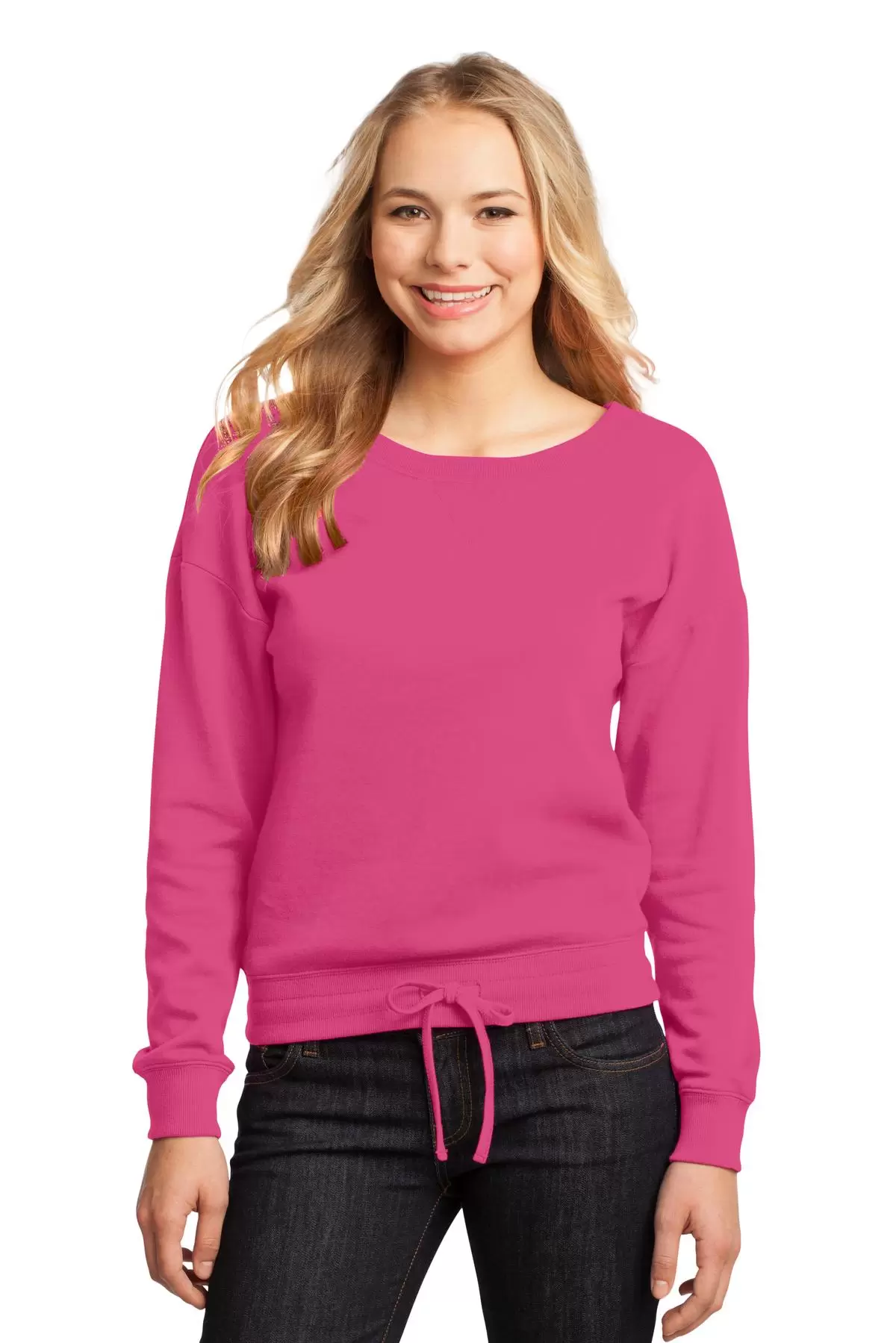 District DT293 CLOSEOUT  - Juniors Core Fleece Wide Neck Pullover SKU: DT293