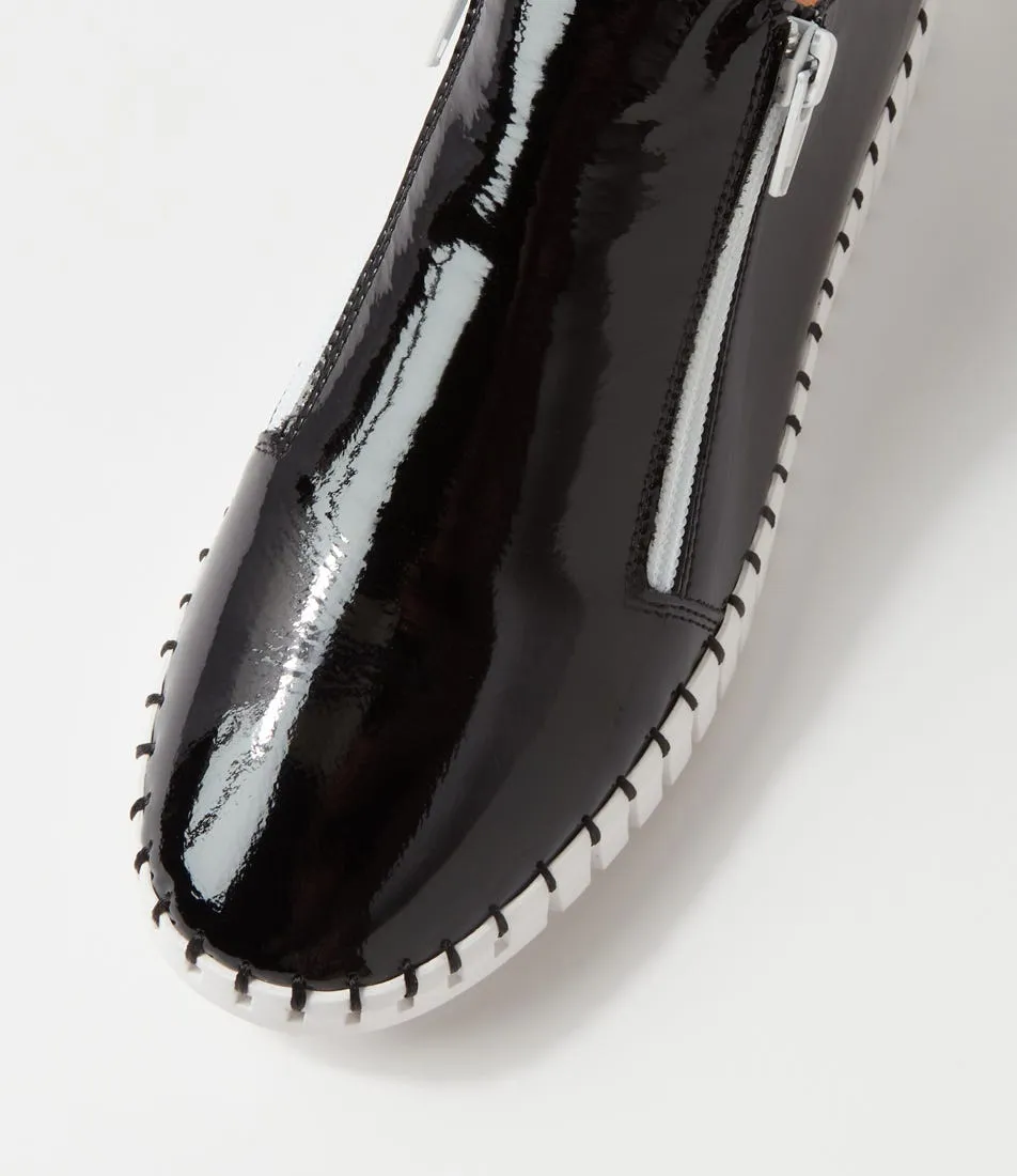 DJANGO & JULIETTE Havika Black White Patent Leather Sneakers