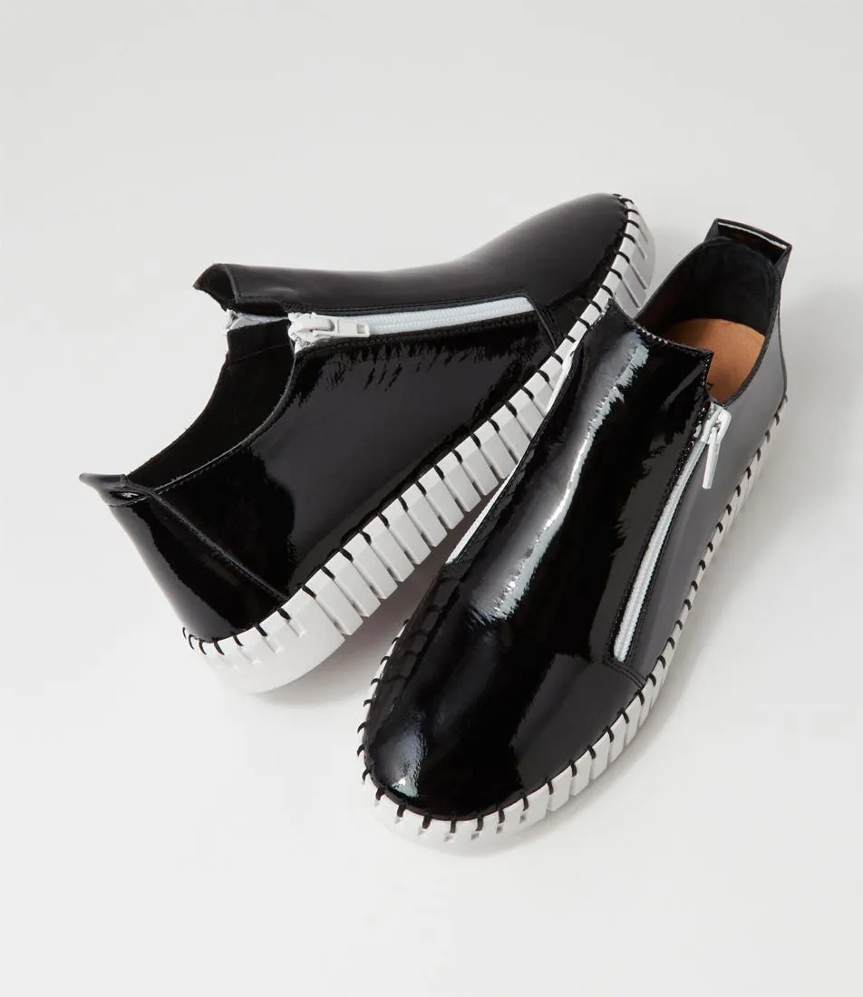 DJANGO & JULIETTE Havika Black White Patent Leather Sneakers