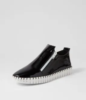 DJANGO & JULIETTE Havika Black White Patent Leather Sneakers