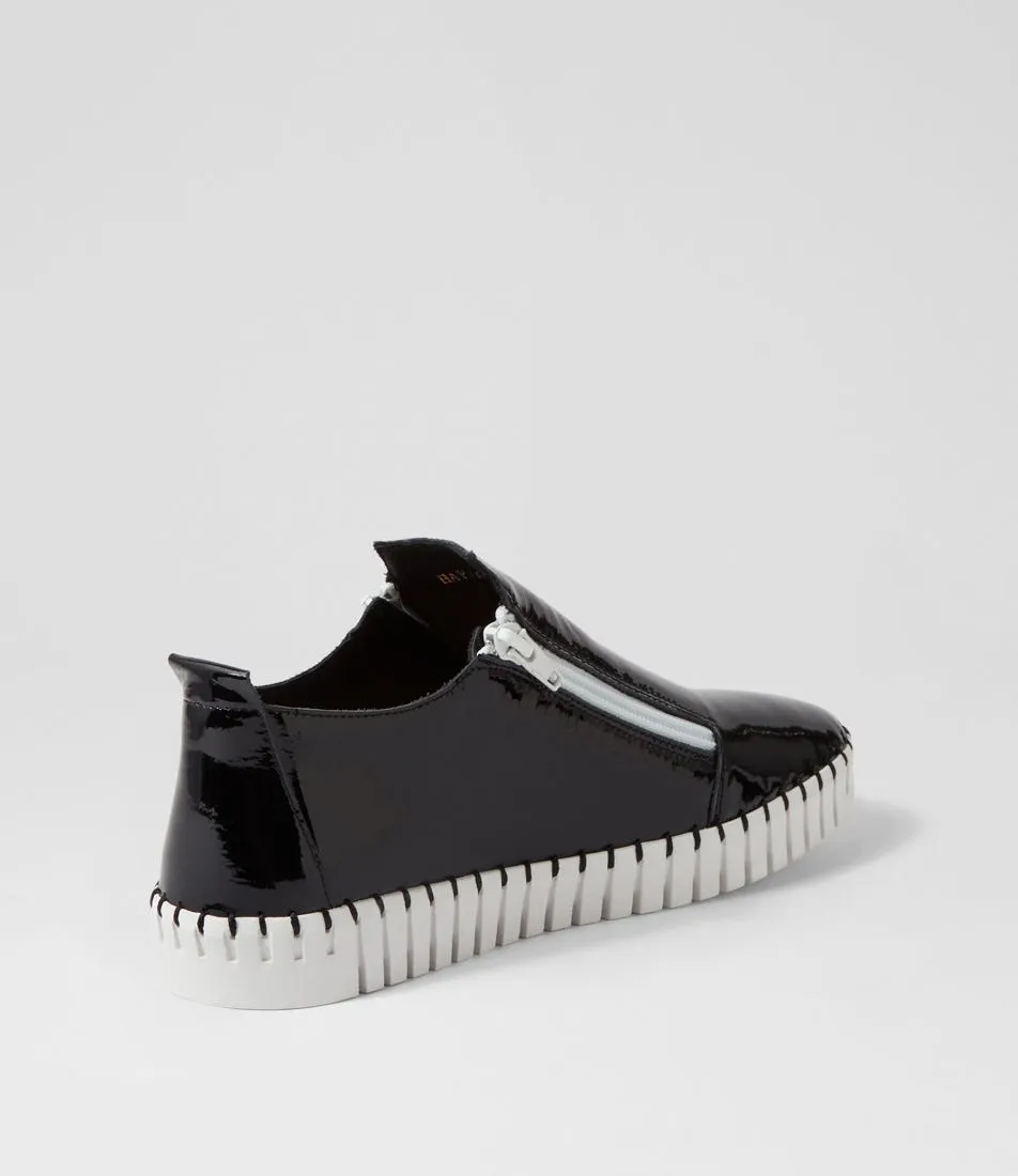 DJANGO & JULIETTE Havika Black White Patent Leather Sneakers