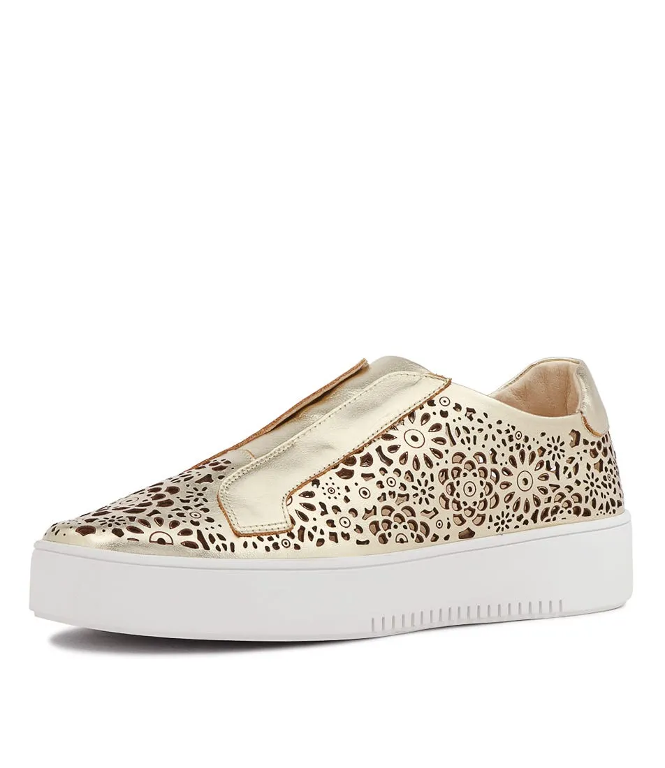 DJANGO & JULIETTE Lachi Pale Gold Leather Sneakers Ws