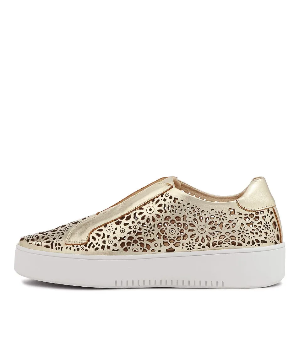 DJANGO & JULIETTE Lachi Pale Gold Leather Sneakers Ws