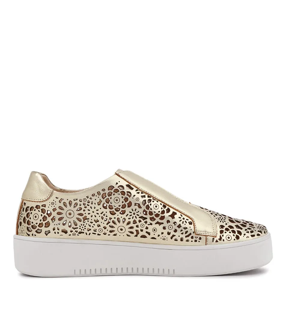 DJANGO & JULIETTE Lachi Pale Gold Leather Sneakers Ws