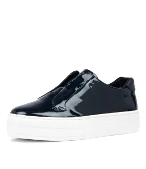 DJANGO & JULIETTE Shia Navy Patent Leather Sneakers White Sole