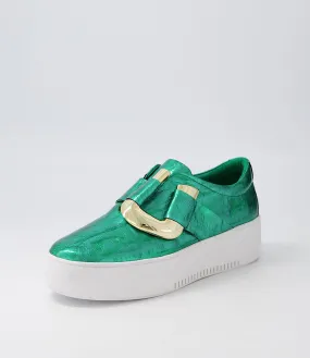 DJANGO & JULIETTE Warsa Emerald White Crush Leather Sneakers