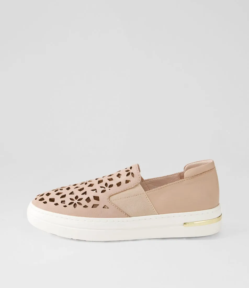 DJANGO & JULIETTE Willett Rose White Leather Elastic Sneakers