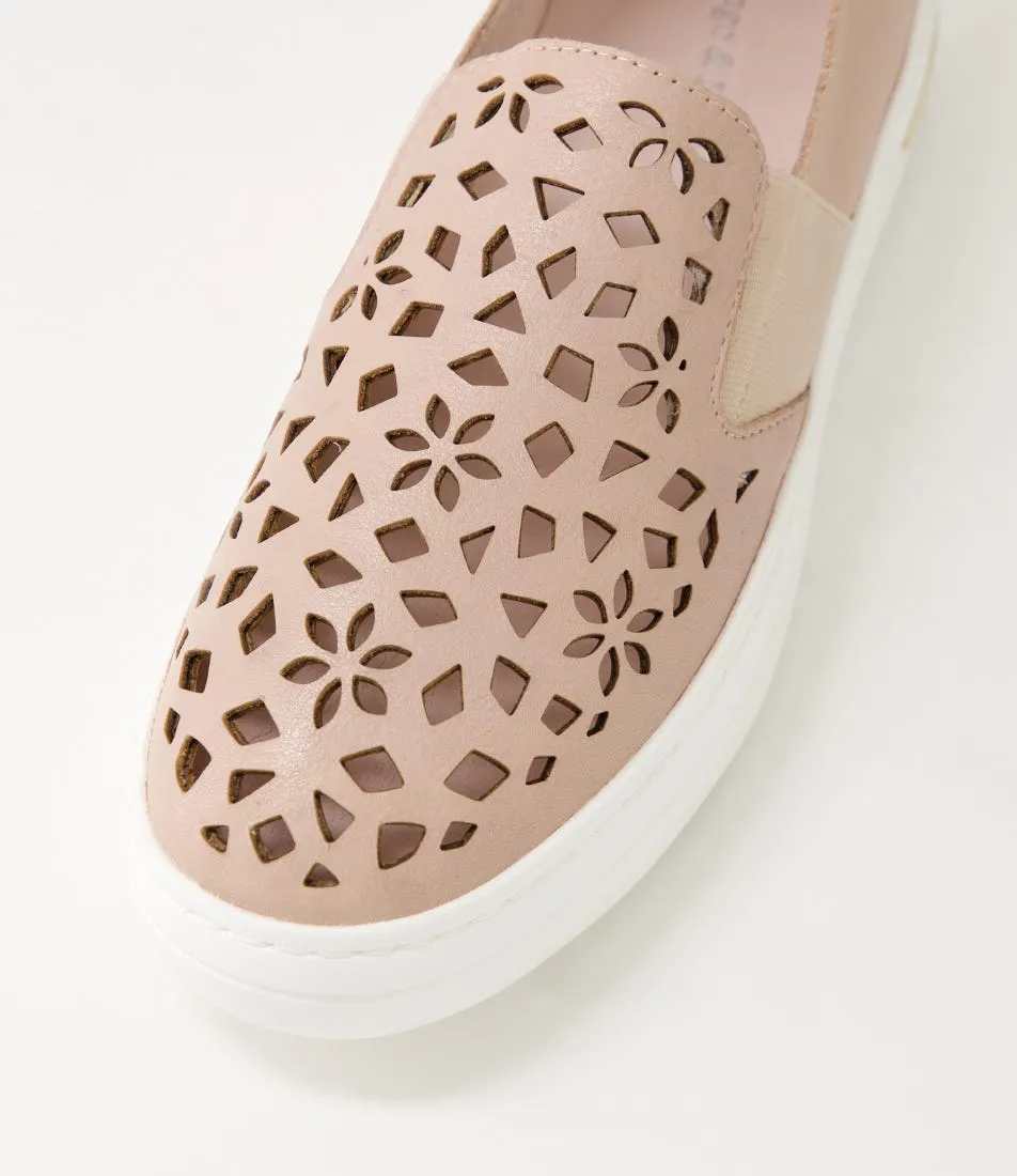 DJANGO & JULIETTE Willett Rose White Leather Elastic Sneakers