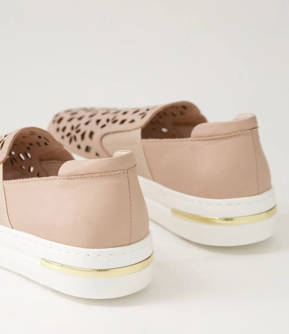 DJANGO & JULIETTE Willett Rose White Leather Elastic Sneakers