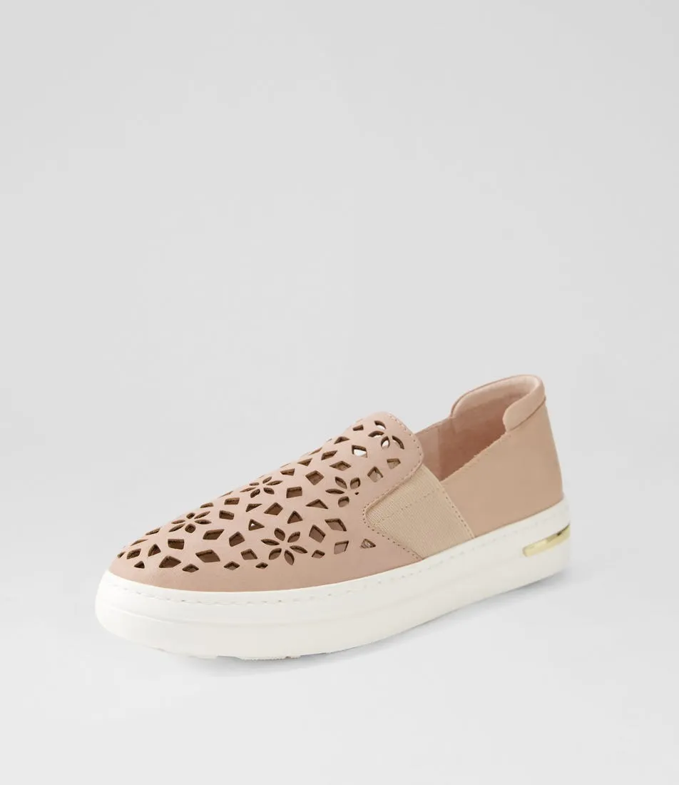 DJANGO & JULIETTE Willett Rose White Leather Elastic Sneakers