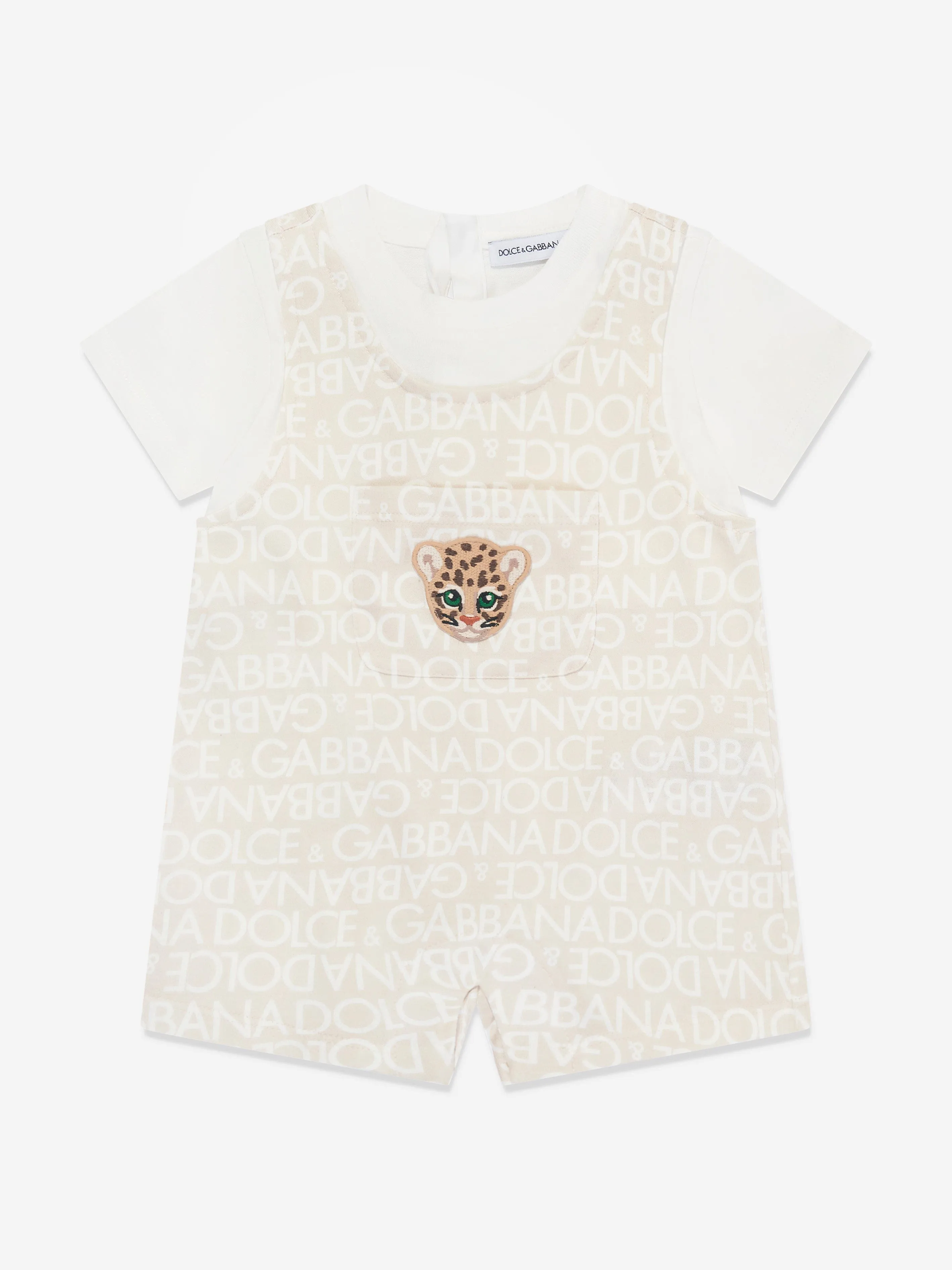 Dolce & Gabbana Baby Boys Logomania Romper in Beige